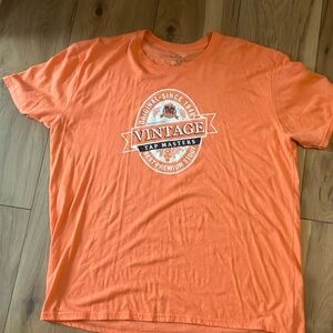 Weatherproof Orange Short Sleeve Tee with Graphic Design